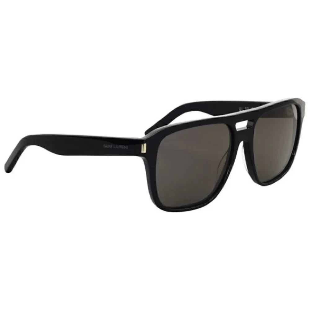 Yves Saint Laurent SL 87 Rectangular Unisex Sunglasses in Black/Grey